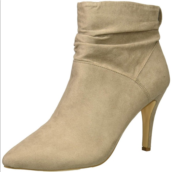Tan Pointy Toe Stiletto Heel Slouch Ankle Booties - Picture 2 of 3